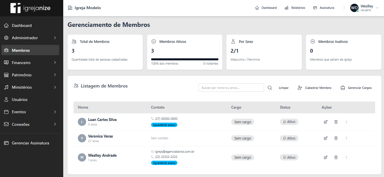Módulo de Membros